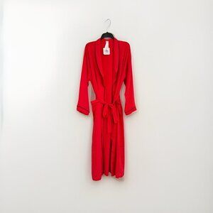 Fabletics Robe Women's Large Pockets Sash Hollywood Loungewear Coral Red Long